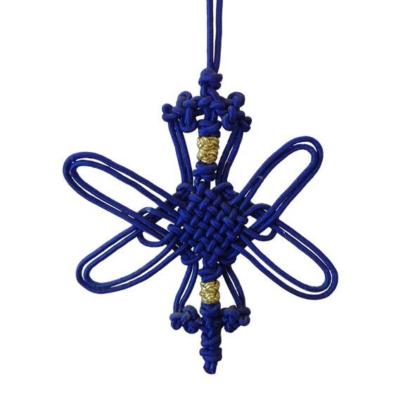 Vintage Blessing Enamel & Macrame Wall Hanging Crane and Turtle - Picture 3 of 5